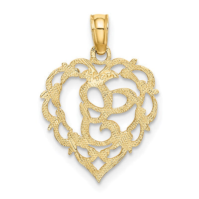 14KY Heart Script Letter Initial Charm Necklace Pendant Jewelry Accessory