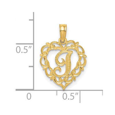 14KY Heart Script Letter Initial Charm Necklace Pendant Jewelry Accessory