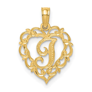 14KY Heart Script Letter Initial Charm Necklace Pendant Jewelry Accessory