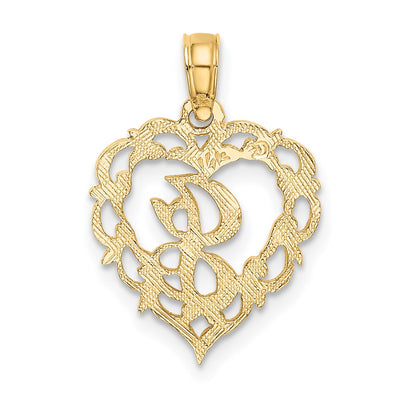 14KY Heart Script Letter Initial Charm Necklace Pendant Jewelry Accessory