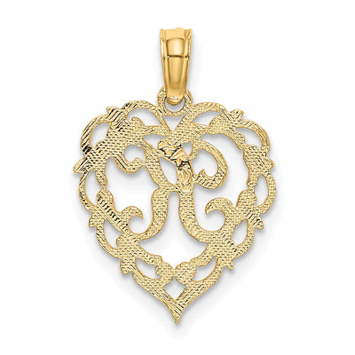 14KY Heart Script Letter Initial Charm Necklace Pendant Jewelry Accessory