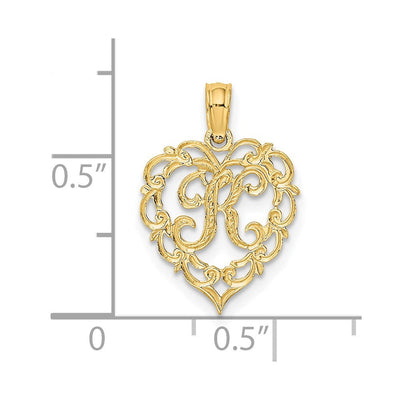 14KY Heart Script Letter Initial Charm Necklace Pendant Jewelry Accessory