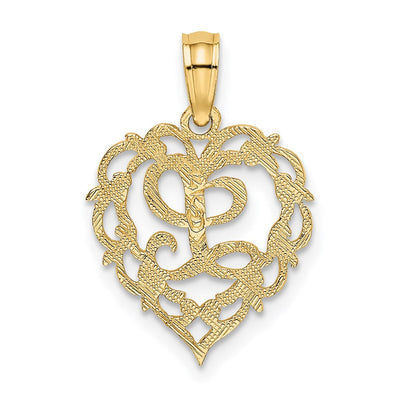 14KY Heart Script Letter Initial Charm Necklace Pendant Jewelry Accessory