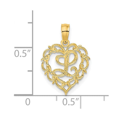 14KY Heart Script Letter Initial Charm Necklace Pendant Jewelry Accessory