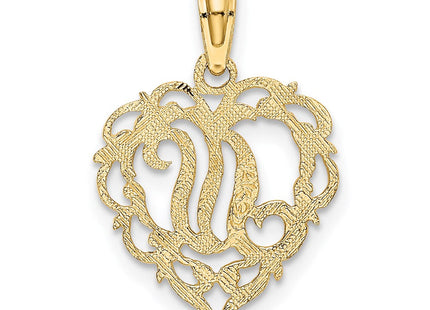 14KY Heart Script Letter Initial Charm Necklace Pendant Jewelry Accessory (Style K6424N)