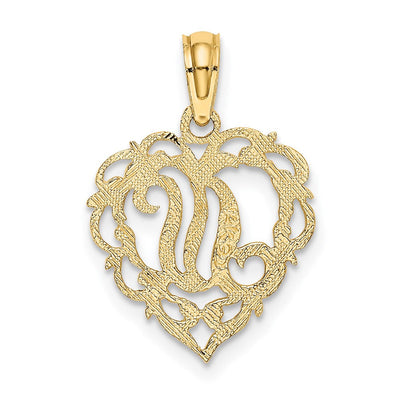 14KY Heart Script Letter Initial Charm Necklace Pendant Jewelry Accessory