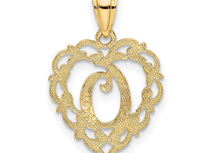 14KY Heart Script Letter Initial Charm Necklace Pendant Jewelry Accessory (Style K6424O)