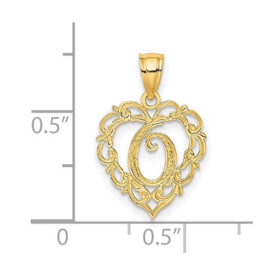 14KY Heart Script Letter Initial Charm Necklace Pendant Jewelry Accessory