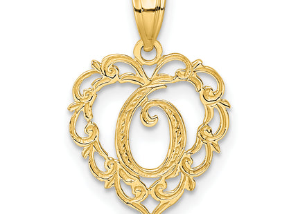 14KY Heart Script Letter Initial Charm