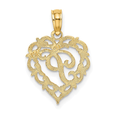 14KY Heart Script Letter Initial Charm Necklace Pendant Jewelry Accessory