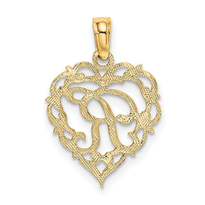 14KY Heart Script Letter Initial Charm Necklace Pendant Jewelry Accessory