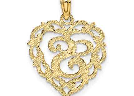 14KY Heart Script Letter Initial Charm Necklace Pendant Jewelry Accessory (Style K6424S)