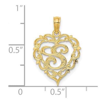 14KY Heart Script Letter Initial Charm Necklace Pendant Jewelry Accessory