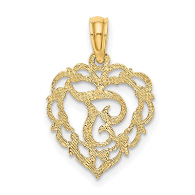 14KY Heart Script Letter Initial Charm Necklace Pendant Jewelry Accessory