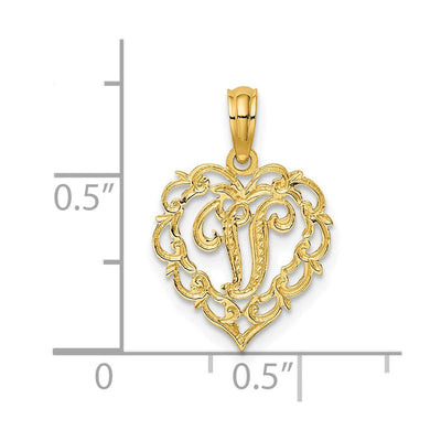 14KY Heart Script Letter Initial Charm Necklace Pendant Jewelry Accessory