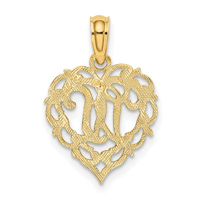 14KY Heart Script Letter Initial Charm Necklace Pendant Jewelry Accessory