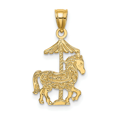 14K Carousel Horse Charm, 9.7 x 13.2mm