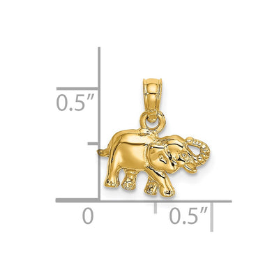 14K Polished Small Elephant Charm