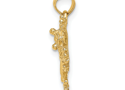14K 2-D Textured Frog Charm