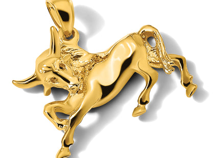 14K Polished Raging Bull with Horns Charm
