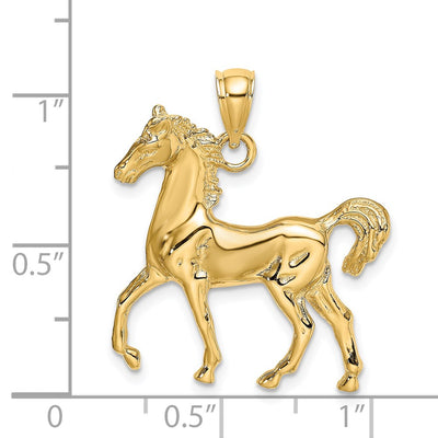 14K Polished Horse Charm, 32.1 x 26.4mm