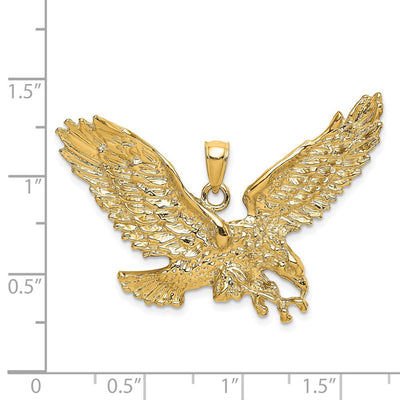 14K Eagle w/Beak Touching Claws Charm, 40.2 x 43.7mm