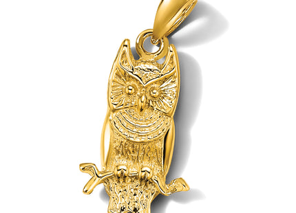 14K Textured Owl Charm