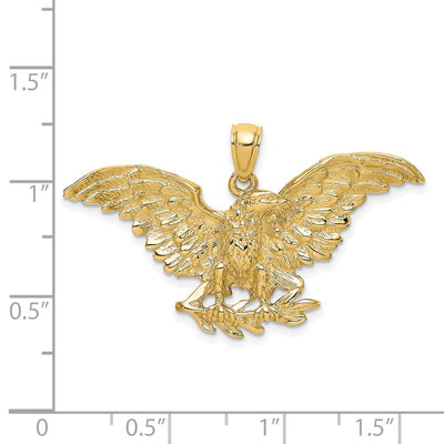 14K Eagle w/ Wings Spread Charm, 28.6 x 41.3mm