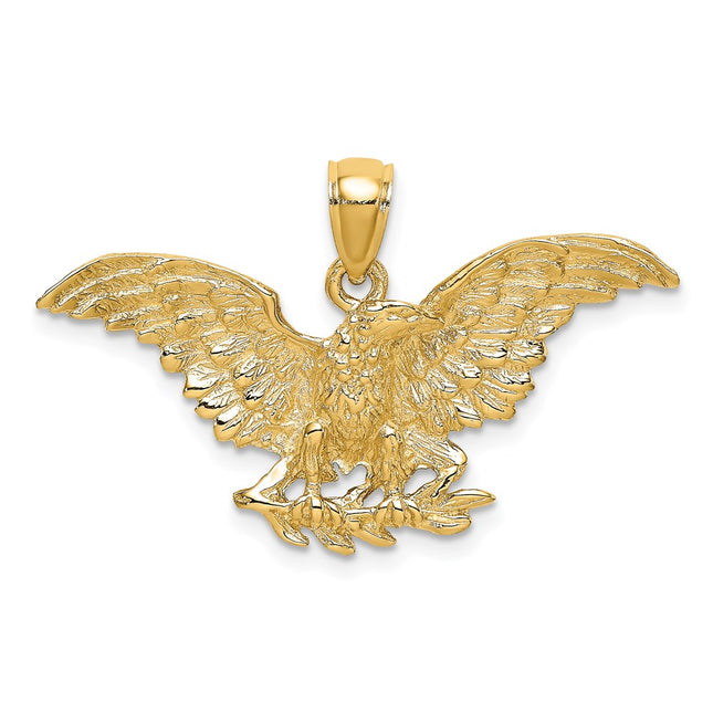 14K Eagle w/ Wings Spread Charm, 22.9 x 34.8mm
