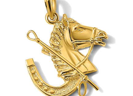 14K Horse Head w/ Shoe and Crop Charm