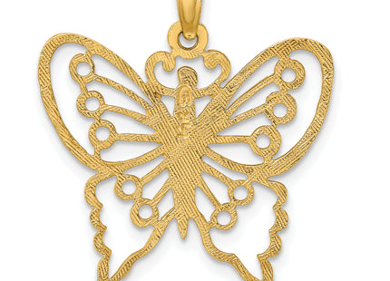14K Cut-Out Butterfly Charm, 25.25 x 24.05mm