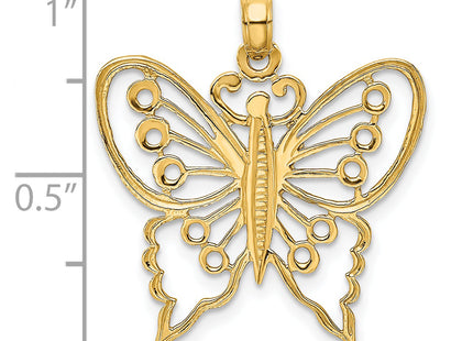 14K Cut-Out Butterfly Charm, 25.25 x 24.05mm