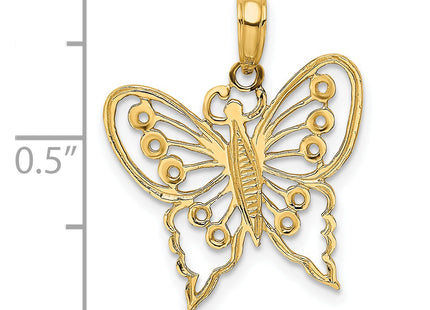 14K Cut-Out Butterfly Charm, 21.2 x 19.3mm