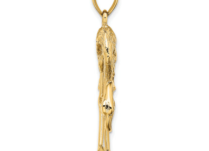14K 3-D Textured Flamingo Charm, 35 x 22.1mm