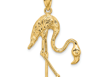 14K 3-D Textured Flamingo Charm, 35 x 22.1mm