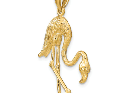 14K 3-D Textured Flamingo Charm, 35 x 22.1mm