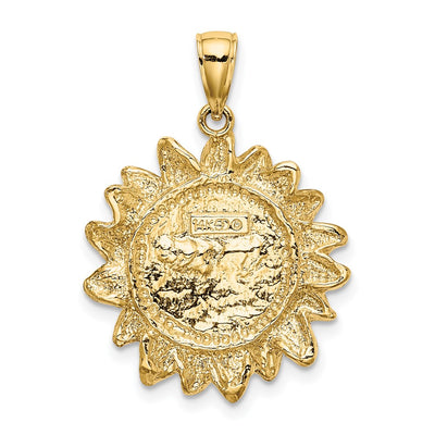 14K Smiling Sun Charm, 27.7 x 21.7mm