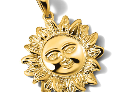 14K Smiling Sun Charm, 27.7 x 21.7mm
