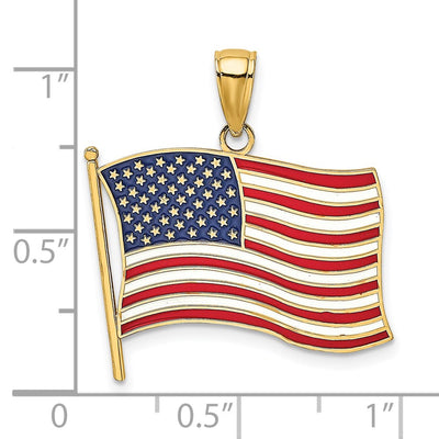 14K w/ Enamel American Flag Charm