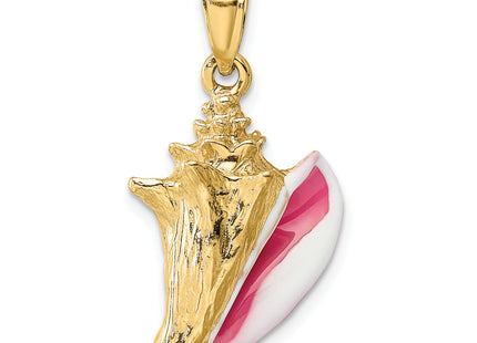 14K 3-D Enamel Conch Shell Charm