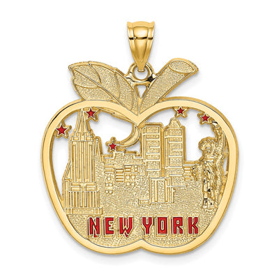 14K Red Enamel NEW YORK Apple w/NY Skyline Charm