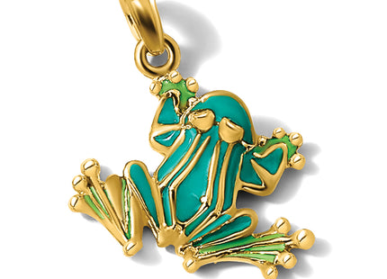 14K Green Enameled 2-D Small Frog Charm