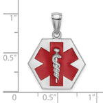 14K White Gold Enameled Textured Back Caduceus Medical Disc view