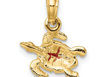 14K Textured and Enameled Sea Turtle Charm, 17 x 11.5mm
