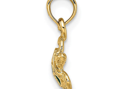 14K Textured and Enameled Sea Turtle Charm (Style K6752)