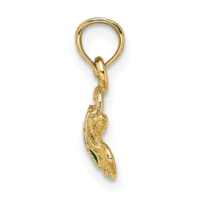 14K Textured and Enameled Sea Turtle Charm, 17 x 11.45mm