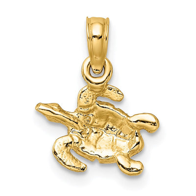 14K Textured and Enameled Sea Turtle Charm, 17 x 11.45mm