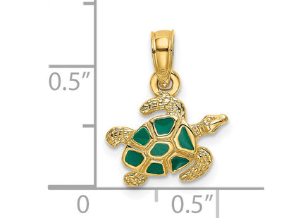 14K Textured and Enameled Sea Turtle Charm (Style K6752)