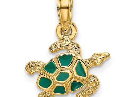 14K Textured and Enameled Sea Turtle Charm (Style K6752)
