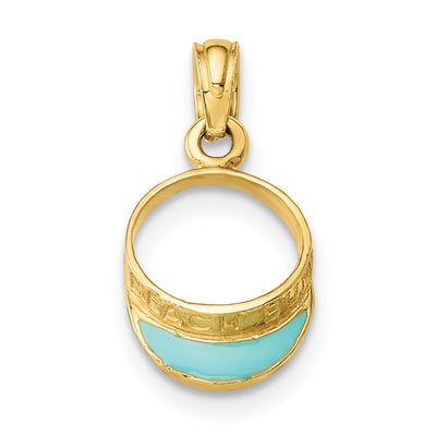 14K Aqua Enameled Beach Sun Visor Charm